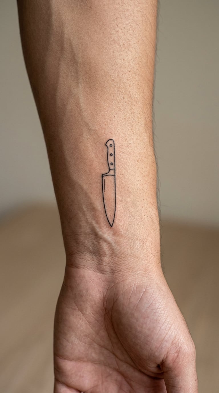 Minimal Chef Knife Line Art