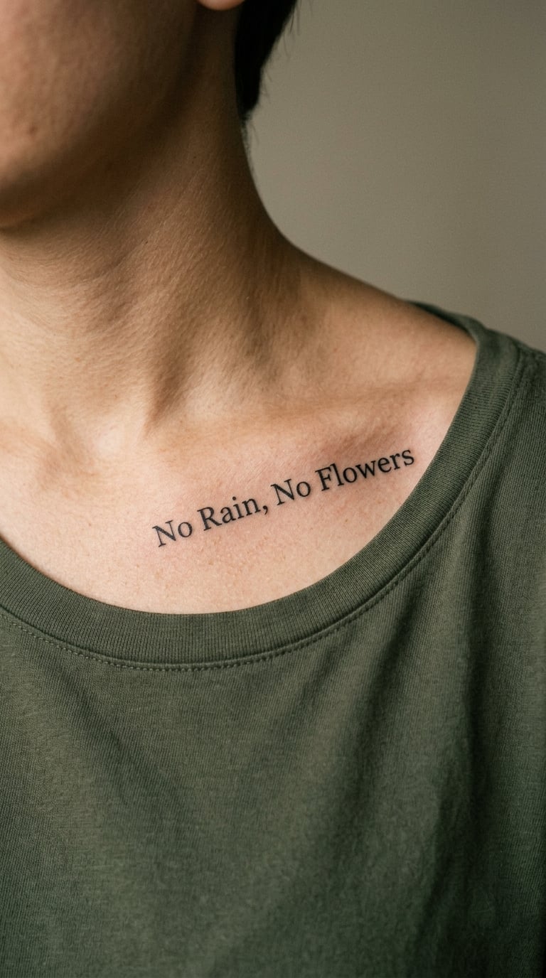 No Rain, No Flowers Collarbone Quote