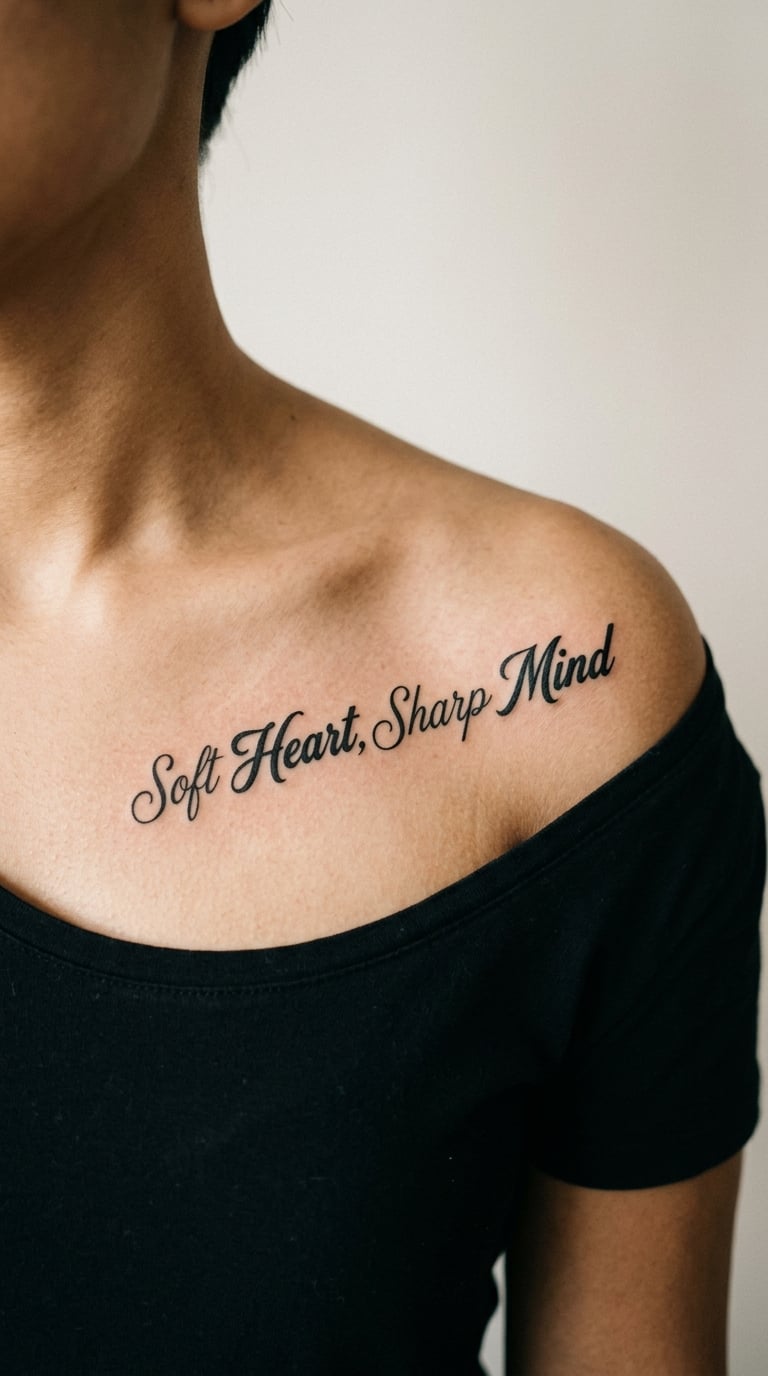 Soft Heart, Sharp Mind Collarbone Tattoo