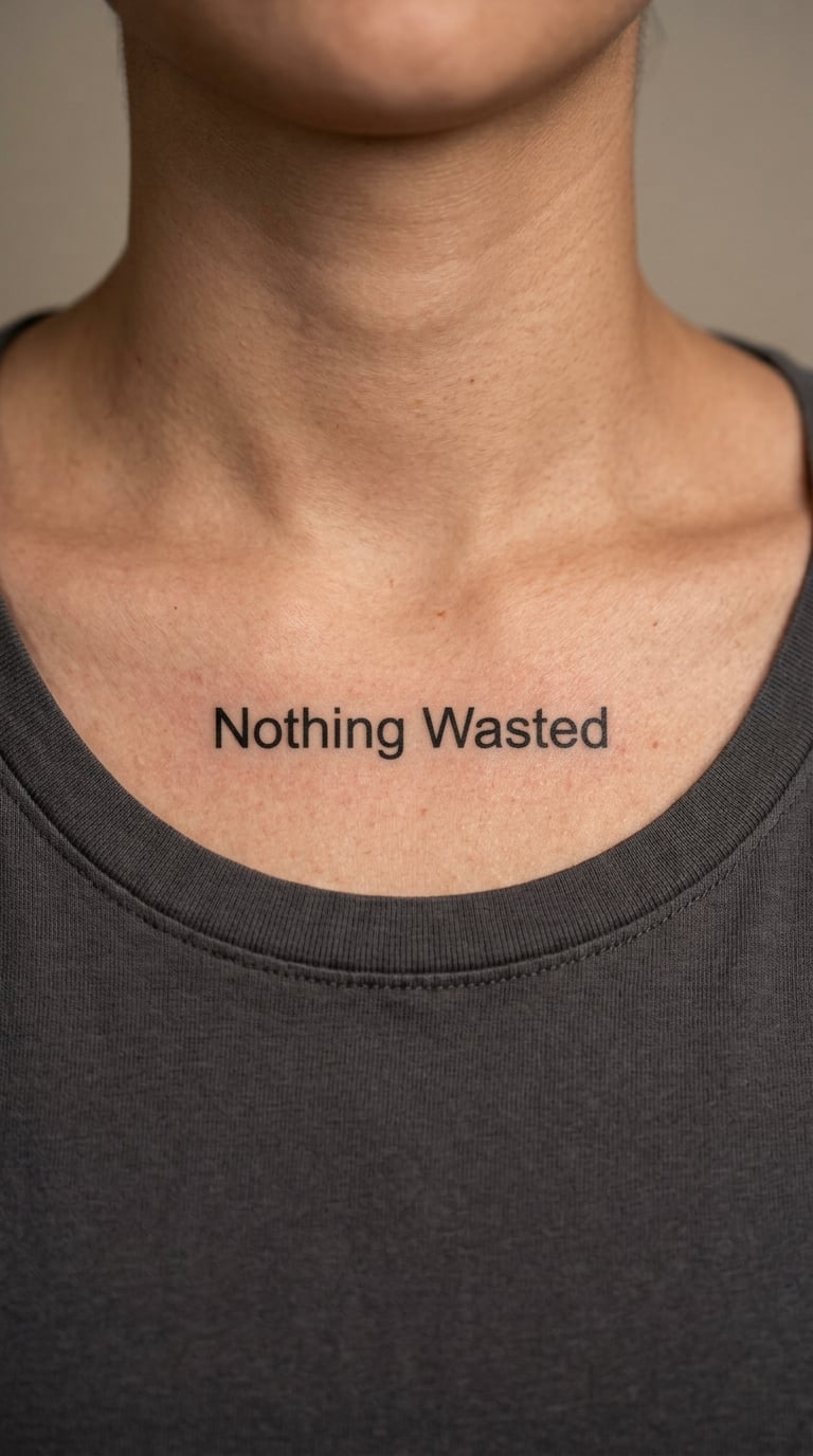 Nothing Wasted Collarbone Quote Tattoo