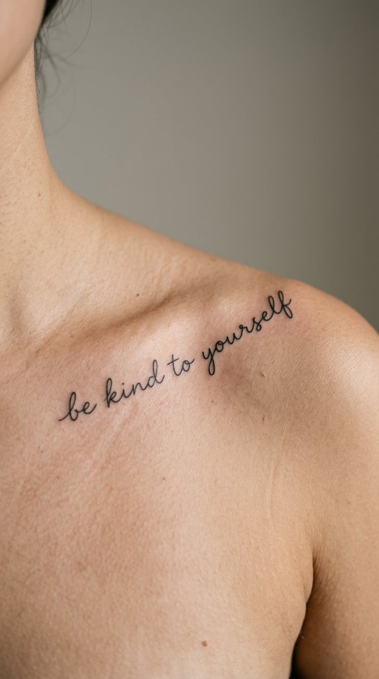Be Kind to Yourself Collarbone Quote