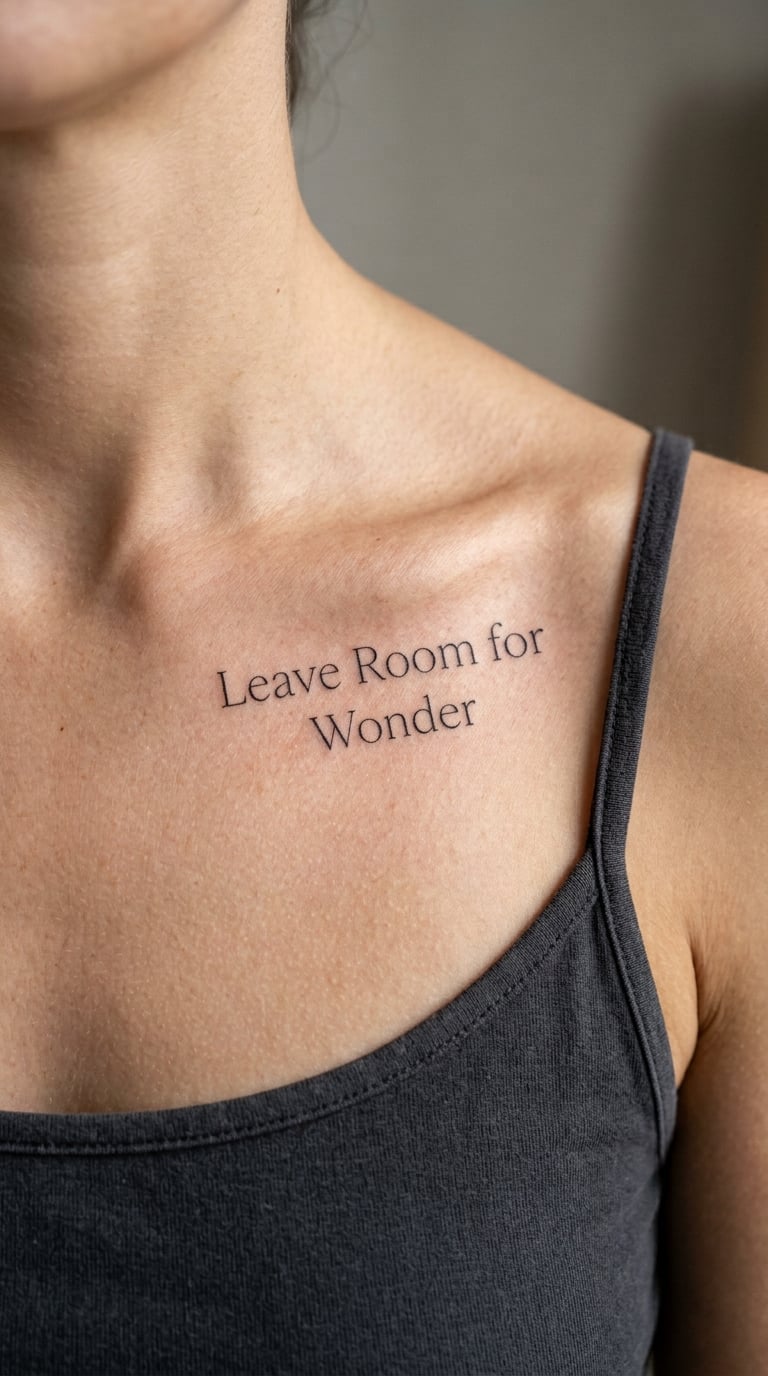 Leave Room for Wonder Collarbone Tattoo
