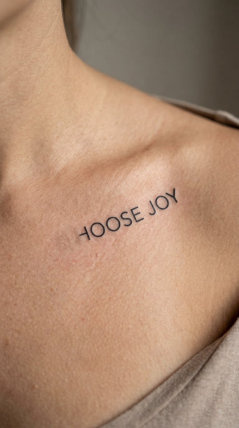 Curved Choose Joy Collarbone Quote