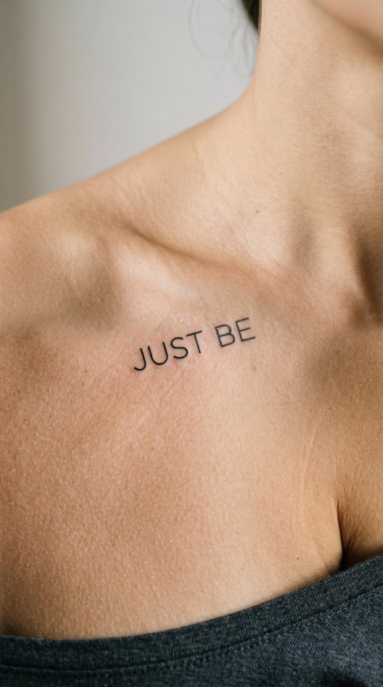 Just Be in Minimal Collarbone Lettering