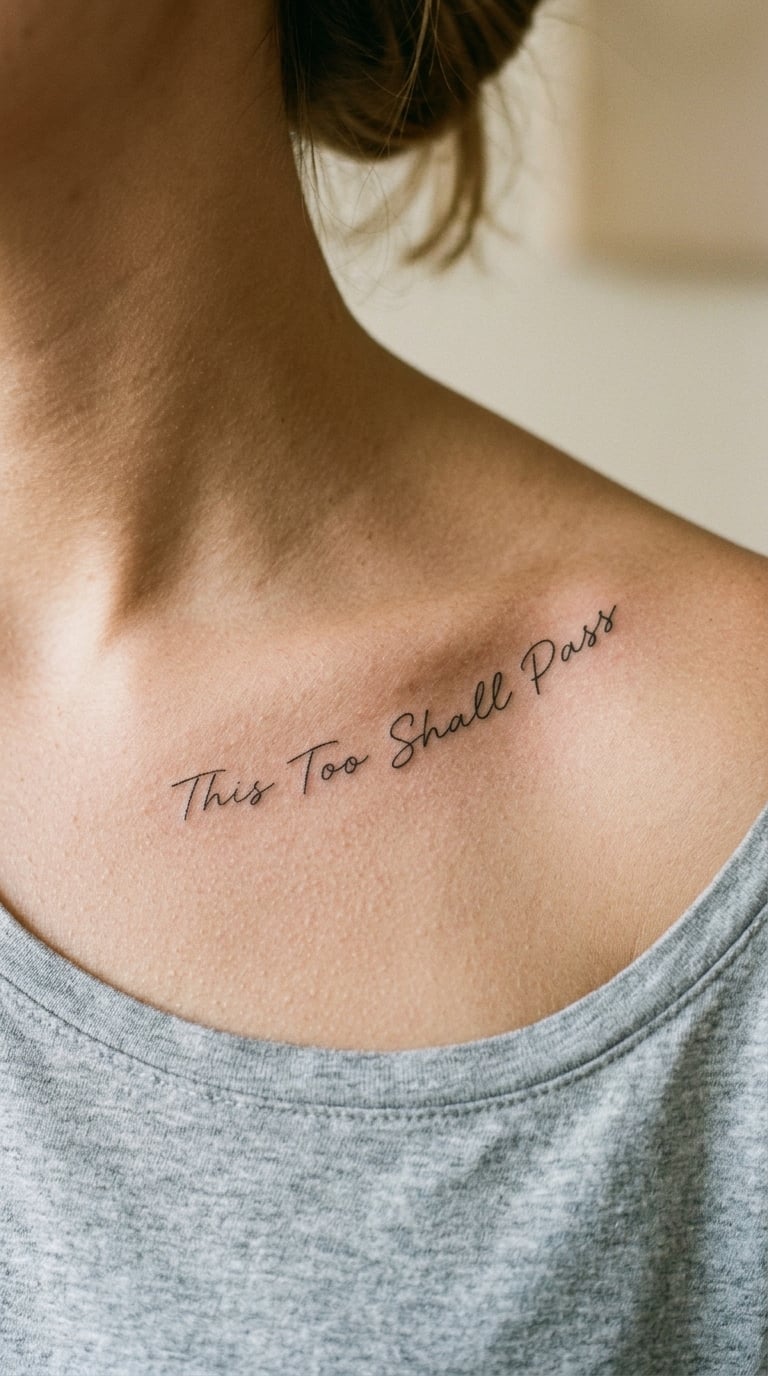 This Too Shall Pass Collarbone Tattoo