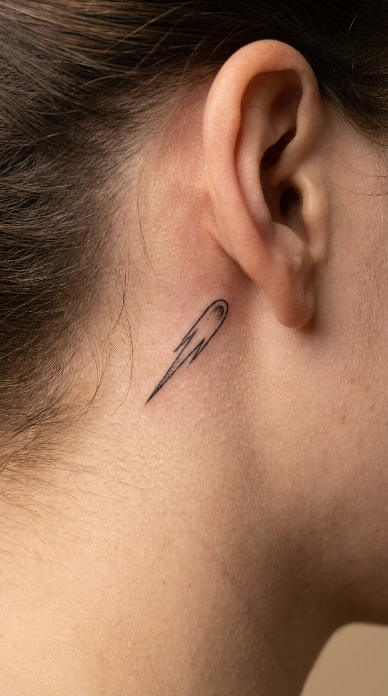 Fine-Line Shooting Comet Behind the Ear