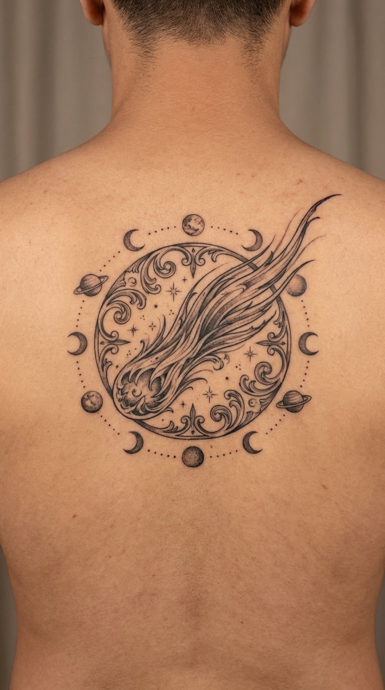 Ornate Comet with a Celestial Frame