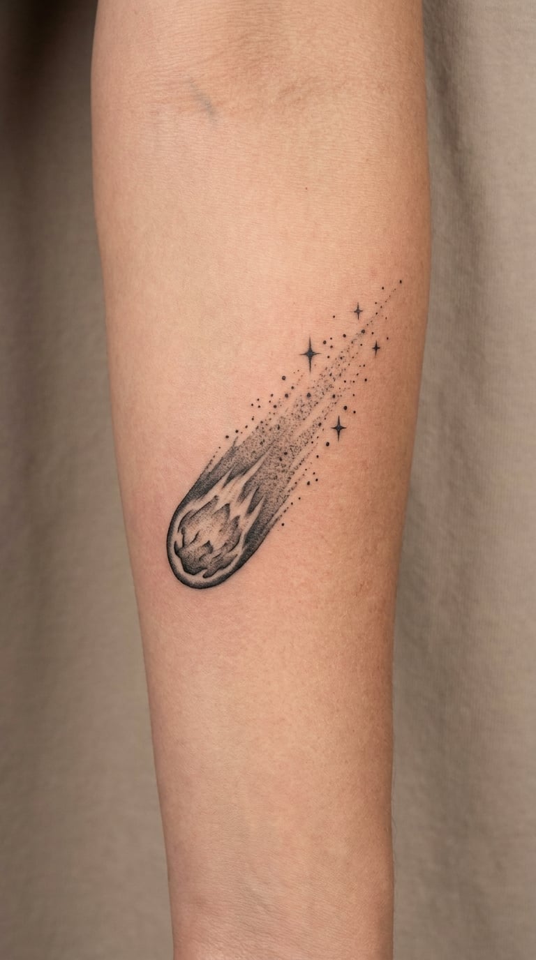 Gradient Comet with a Starry Trail