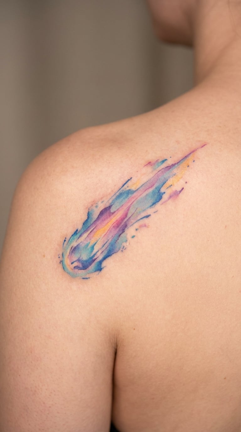 Watercolor Rainbow Comet