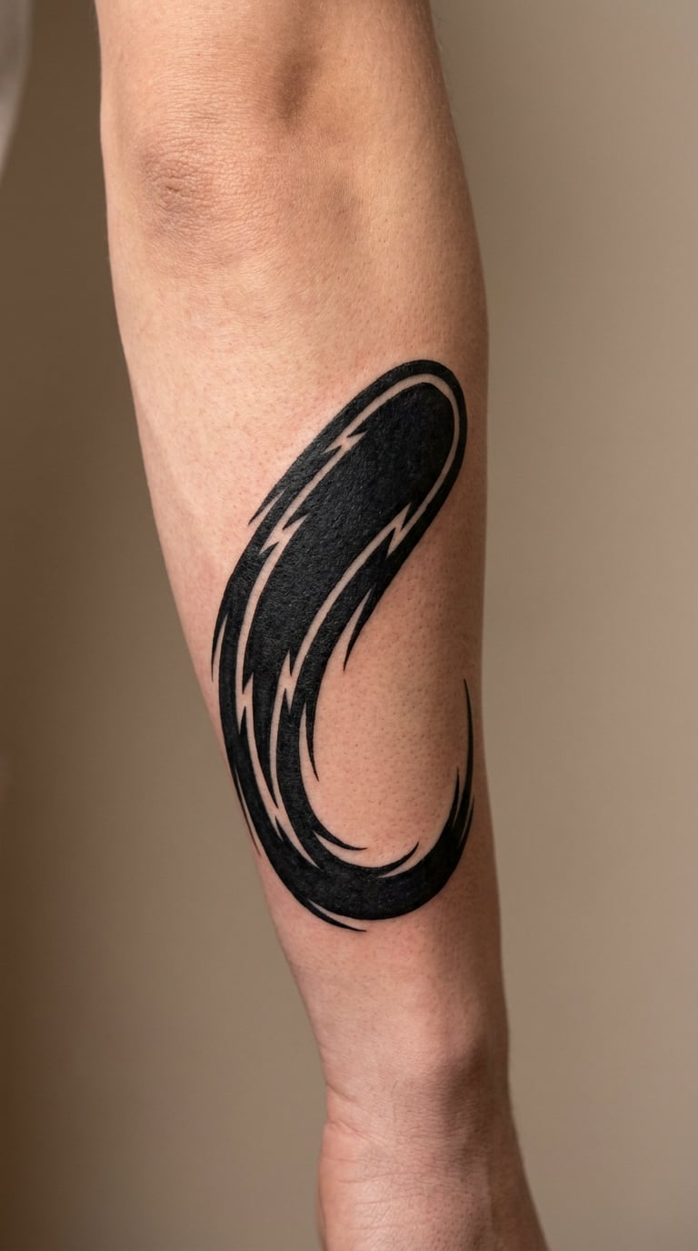 Blackwork Comet with a Long Tail