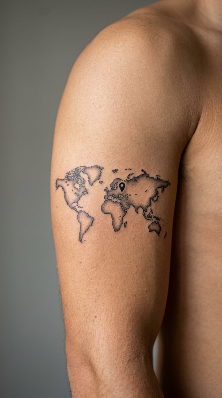 World Map With Location Pin
