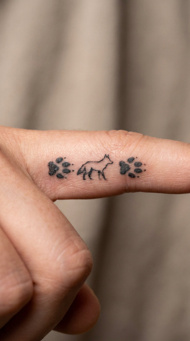 Micro Coyote Between Two Paw Tracks