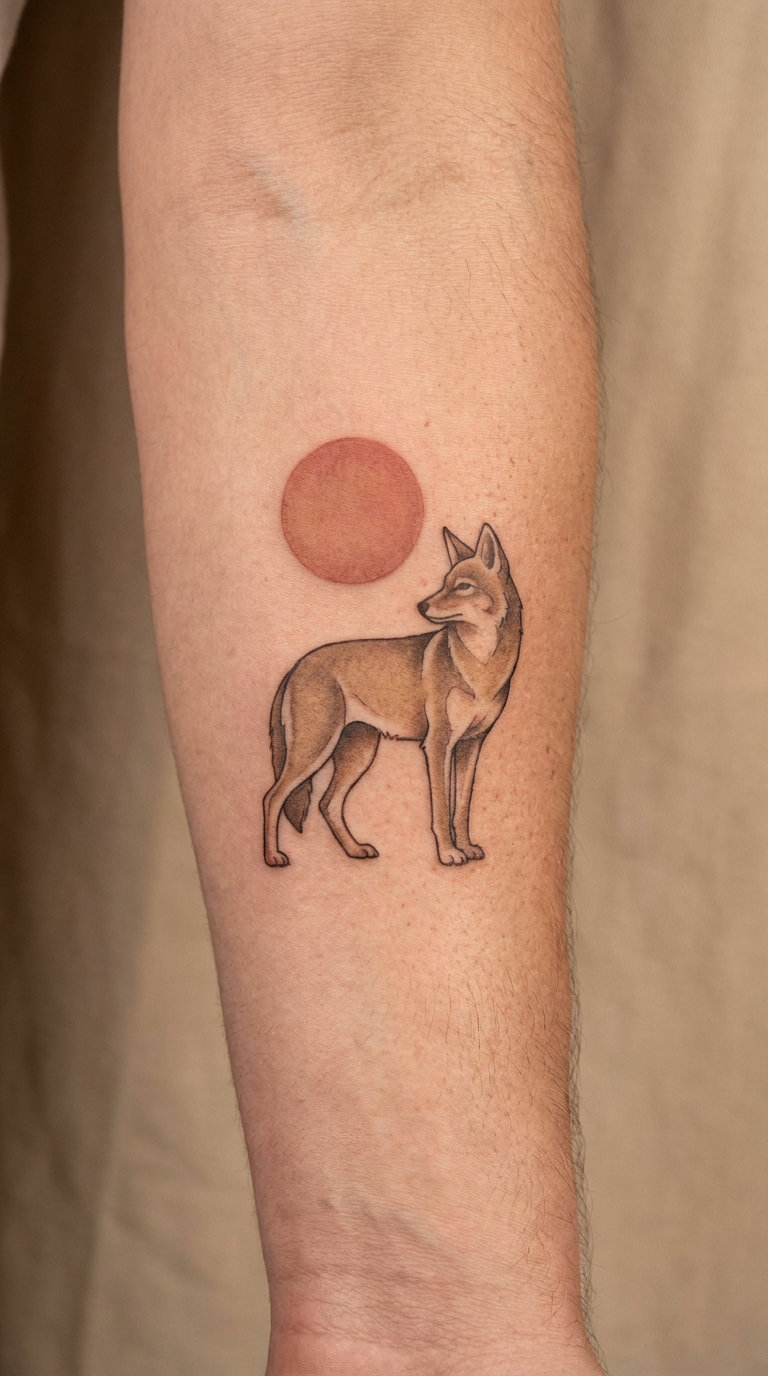 Old-West Coyote with Desert Sun