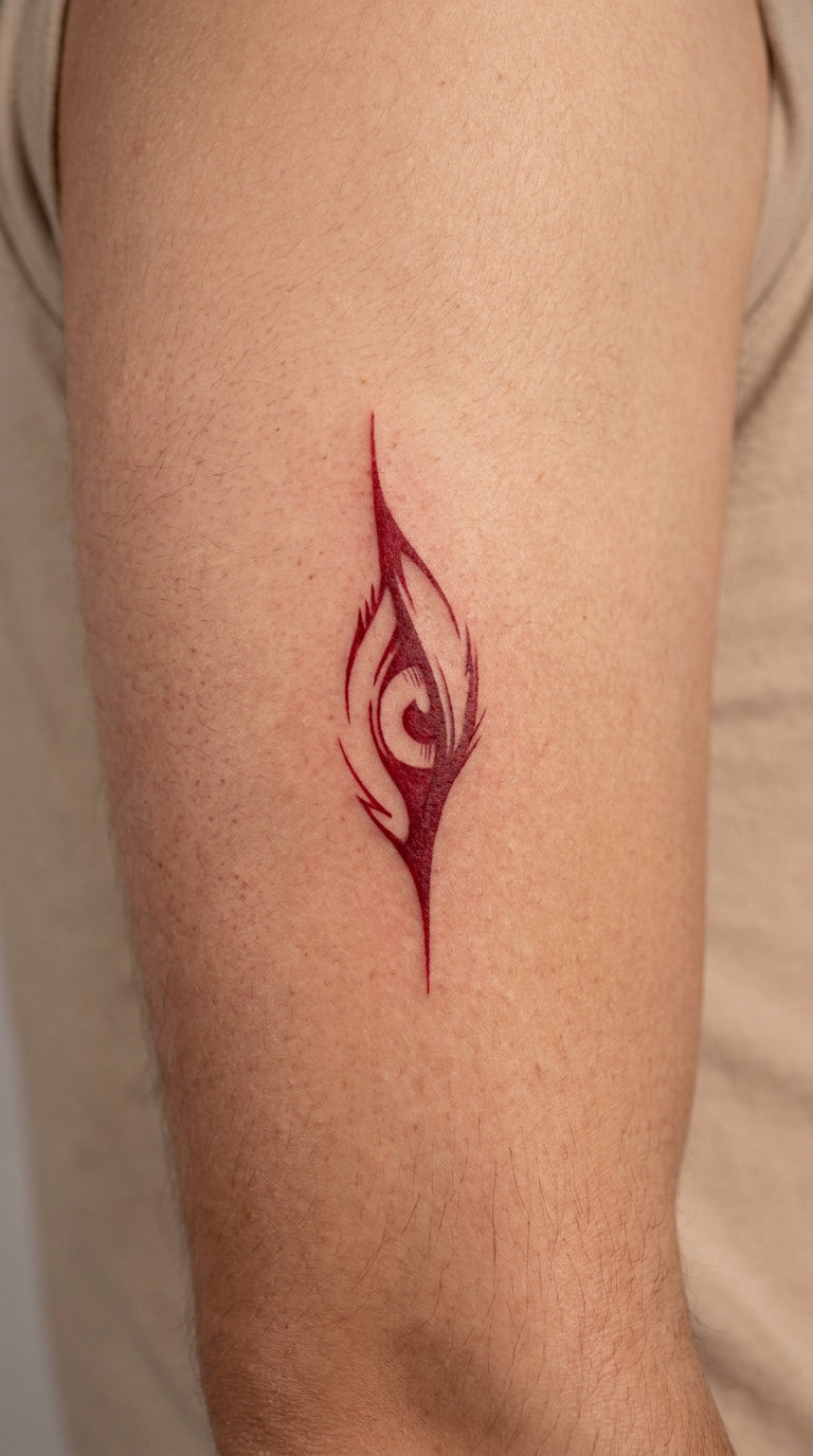 Red-Ink Coyote Eye on the Upper Arm