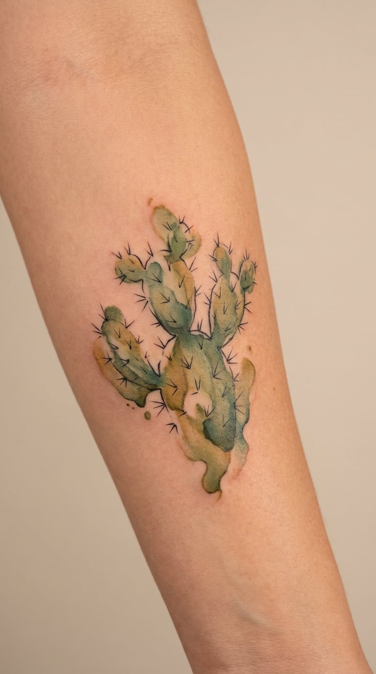 Teddy Bear Cactus Watercolor