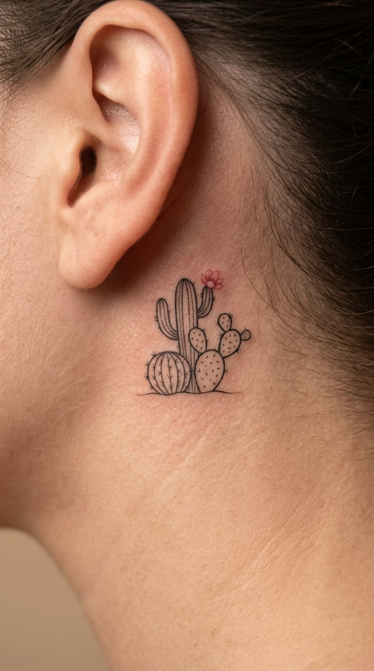 Mini Cactus Bouquet Behind the Ear