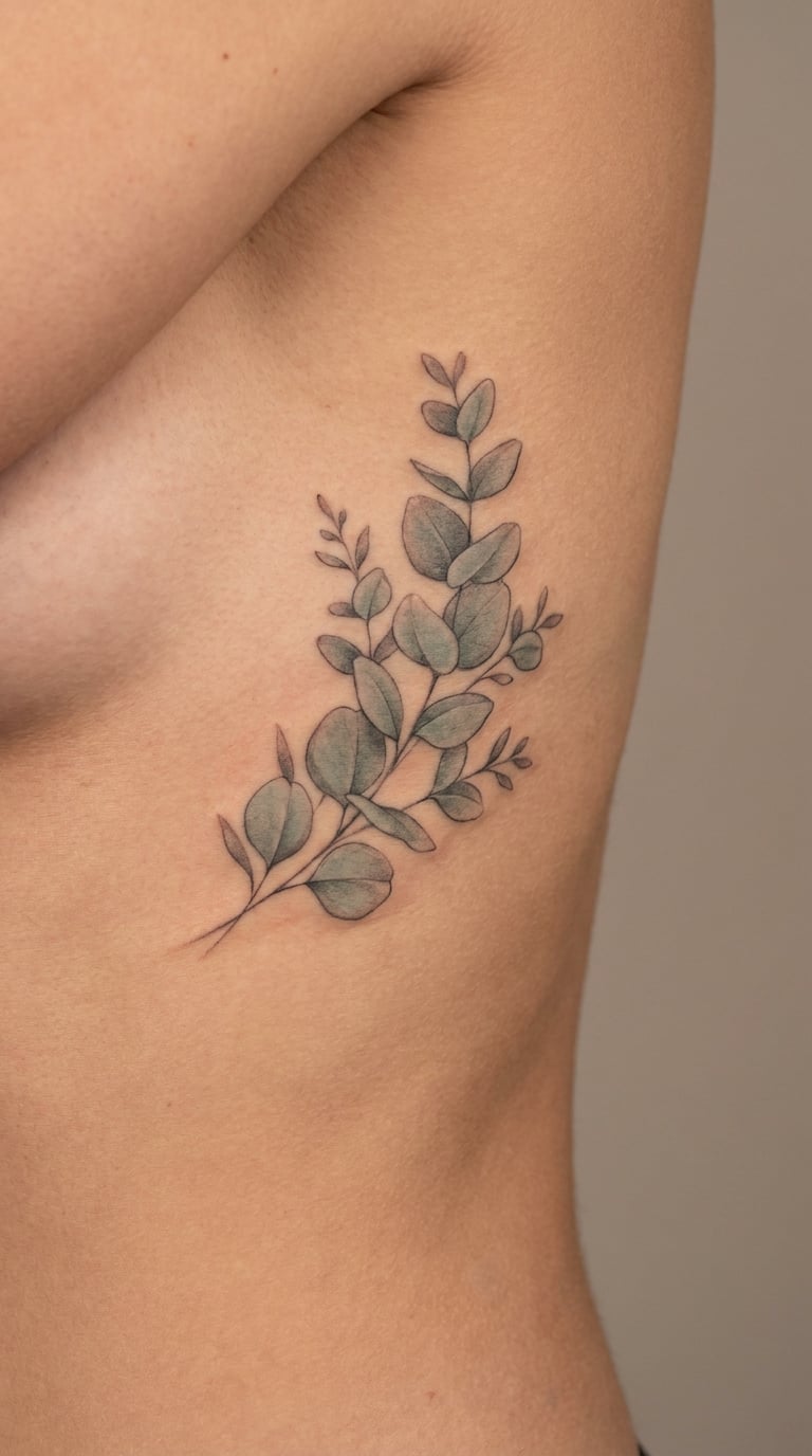 Scented Eucalyptus Leaves on the Ribs