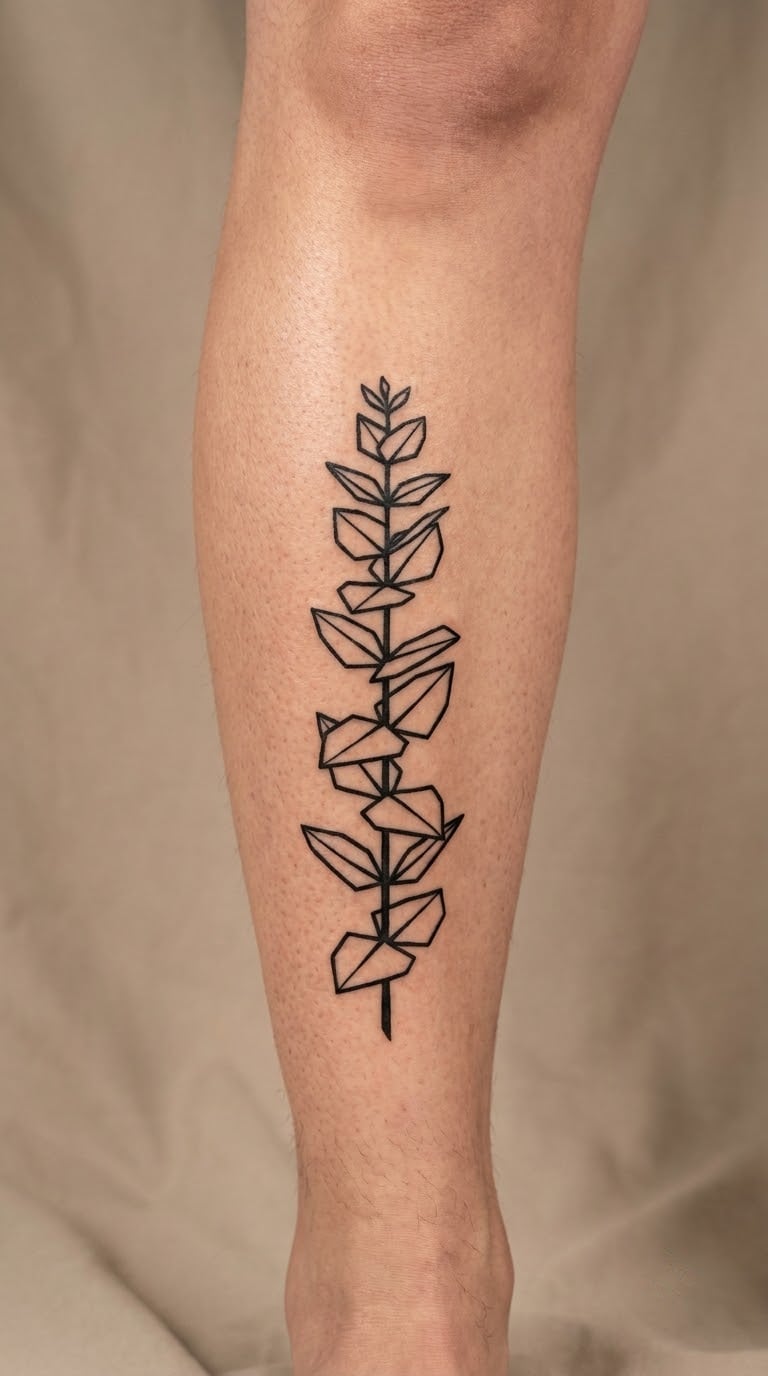 Geometric Eucalyptus Stalk on the Shin