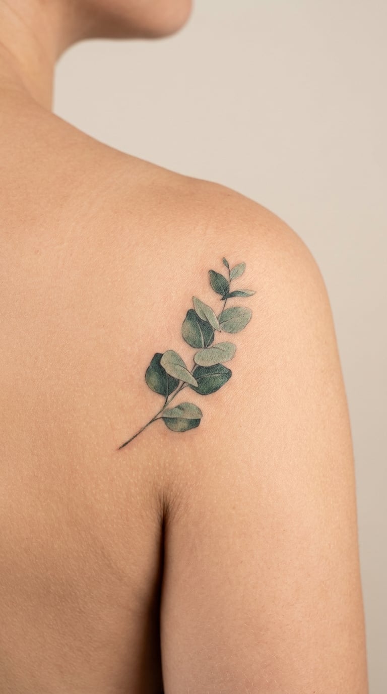 Watercolor Eucalyptus Branch on the Shoulder