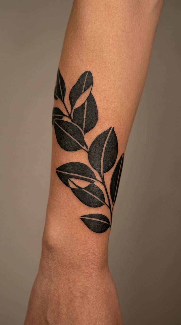 Blackwork Eucalyptus Half Sleeve