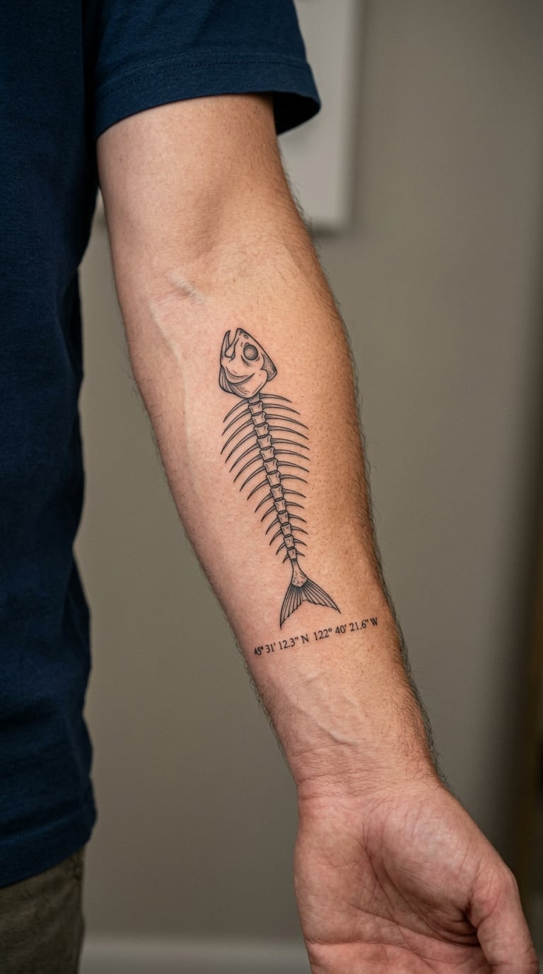 Fishbone Spine with Latitude Coordinates
