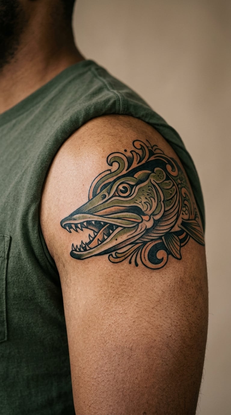 Pike Head Neo-Traditional Tattoo