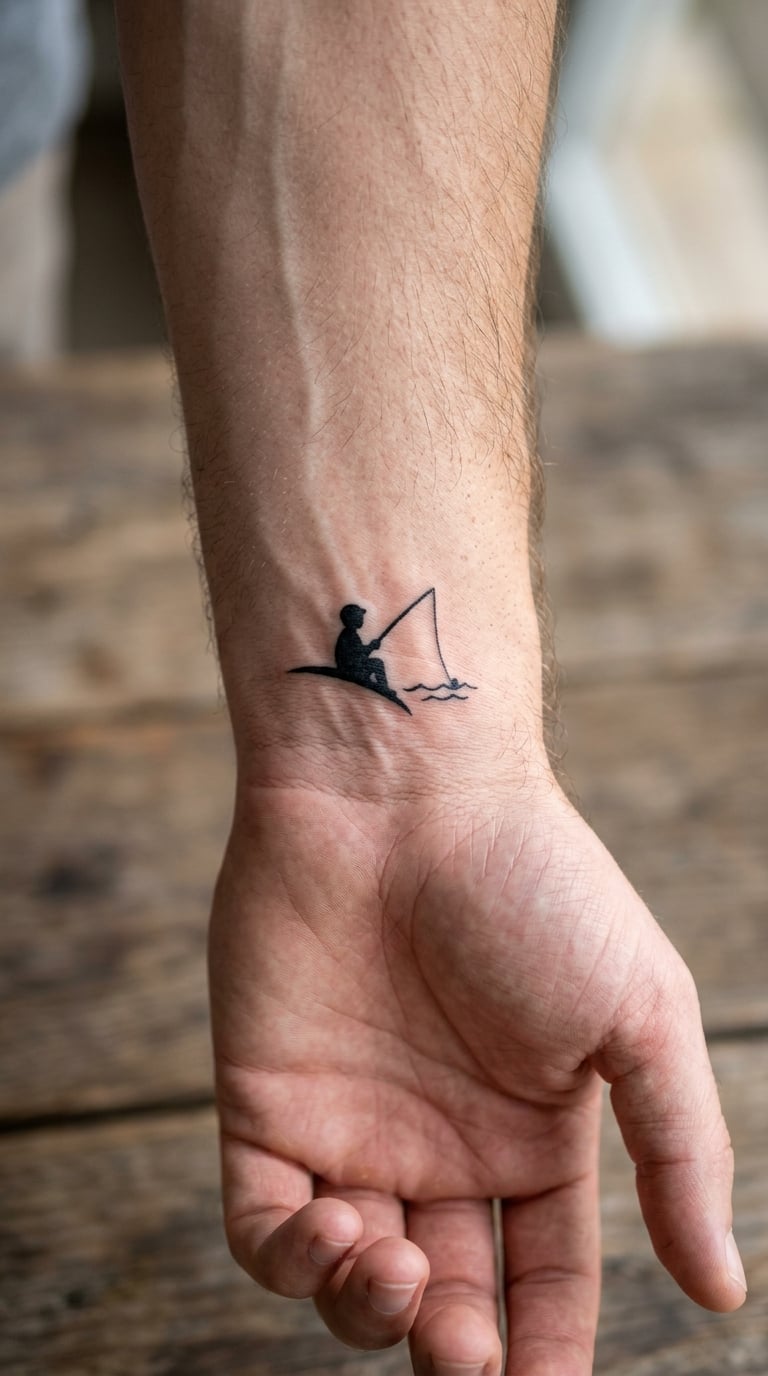 Minimal Angler Icon Tattoo