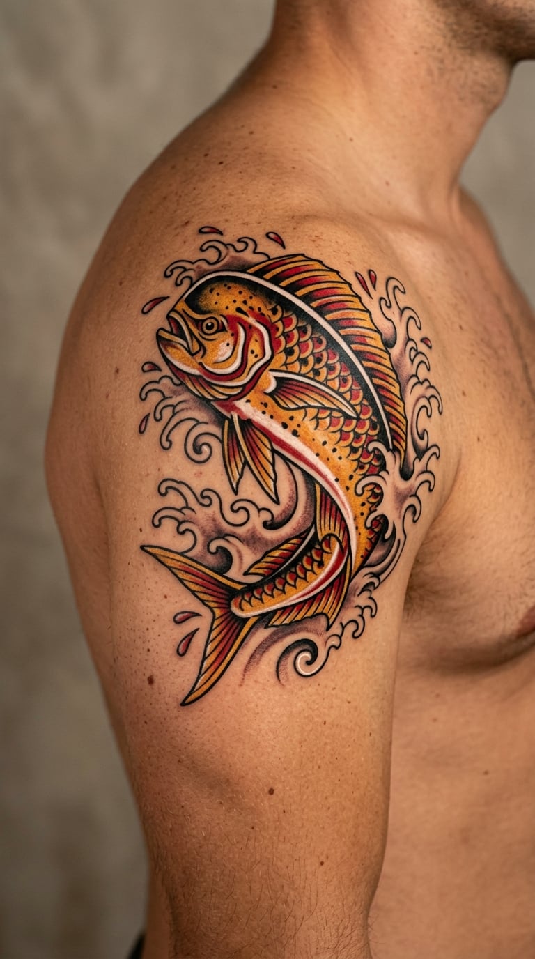 Golden Dorado Traditional Tattoo