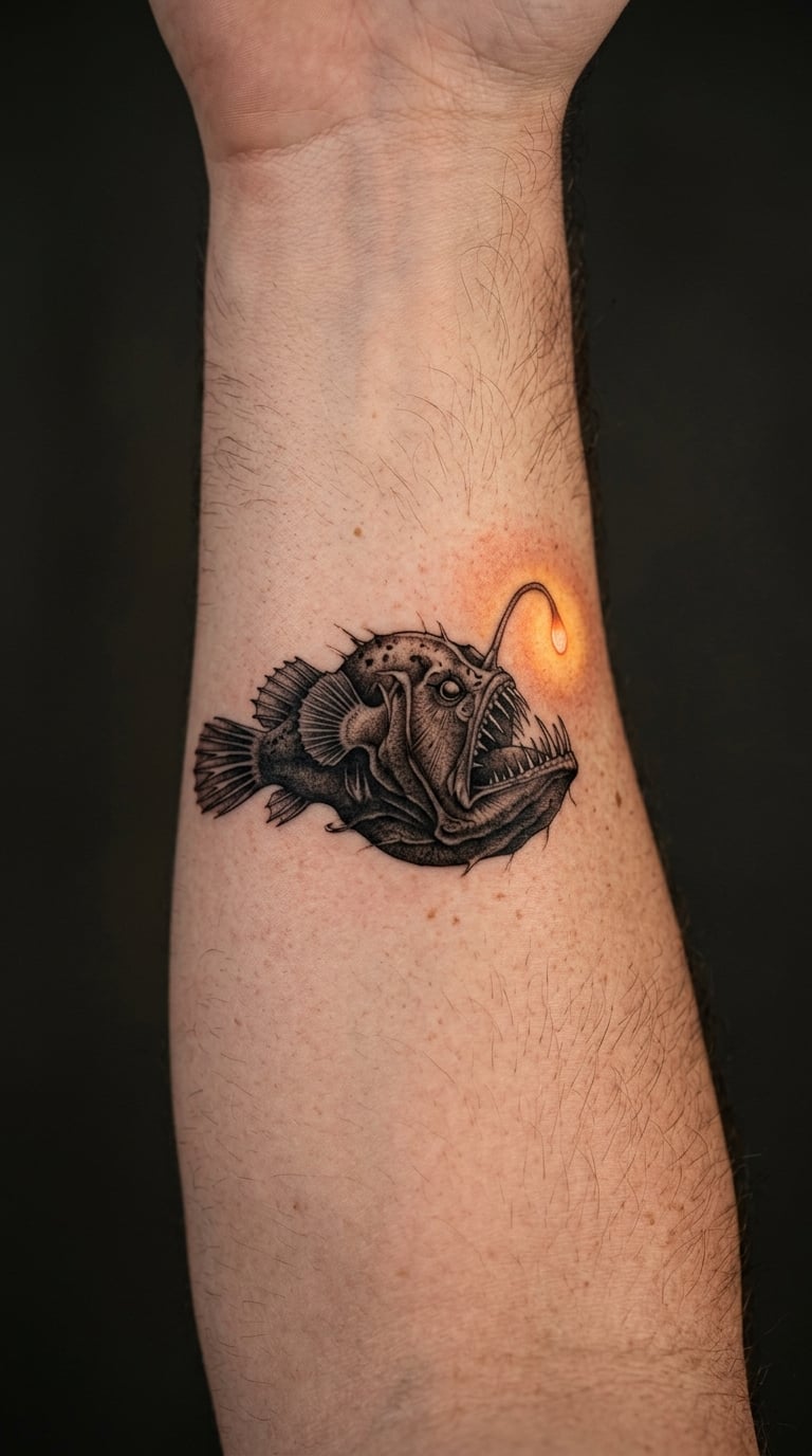 Angler Fish Micro-Reality Tattoo