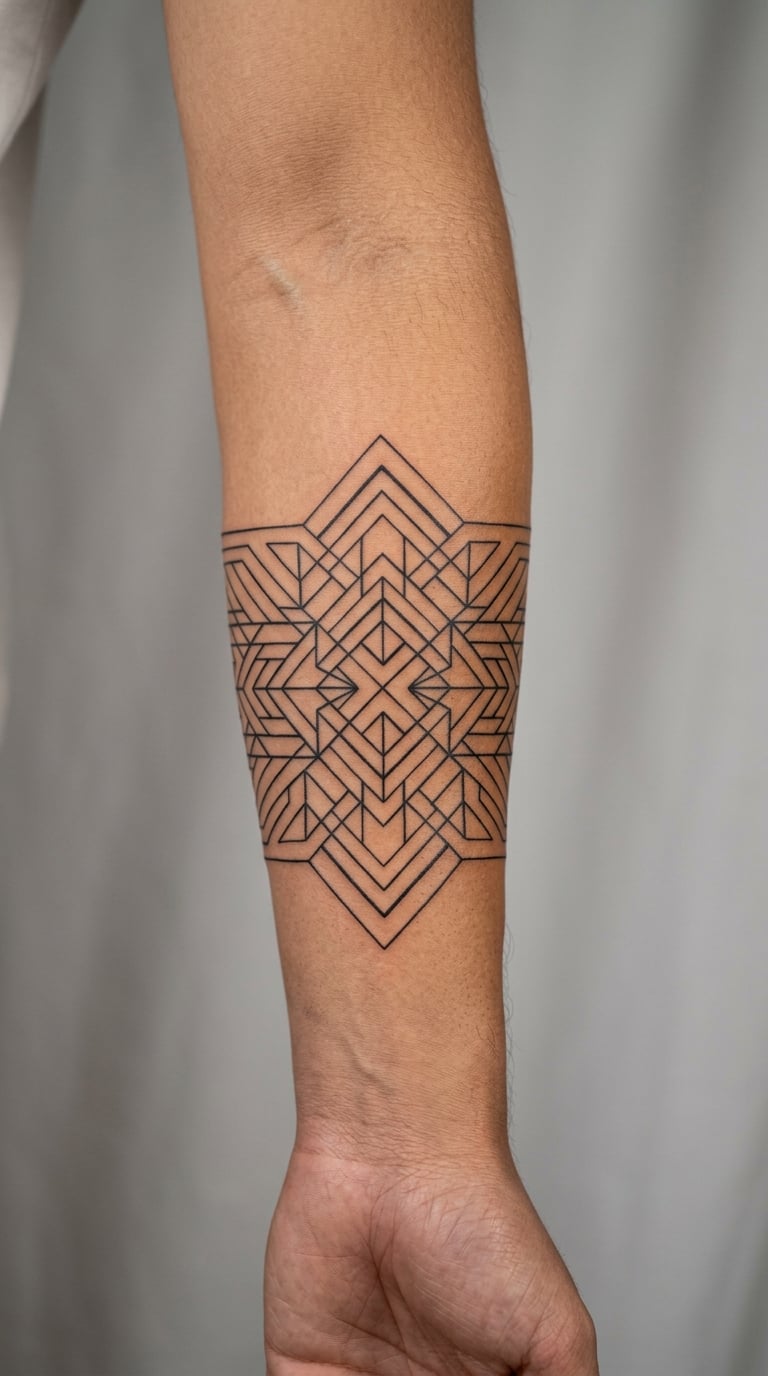 Fine-Line Geometric Forearm Wrap