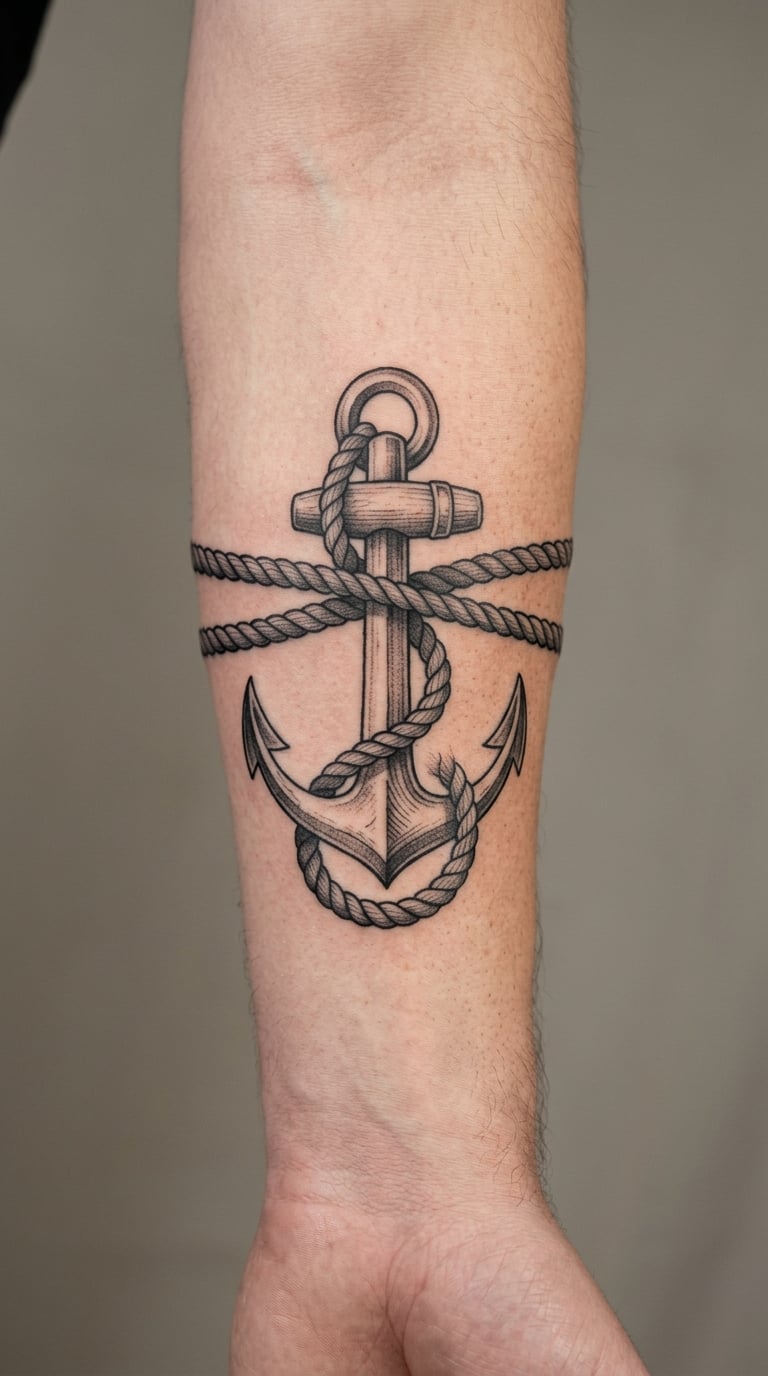 Nautical Rope and Anchor Wrap