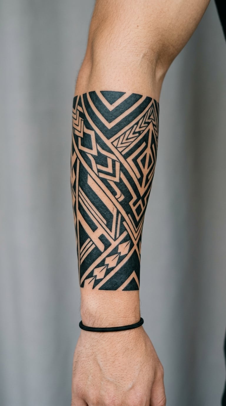 Bold Blackwork Tribal-Style Wrap