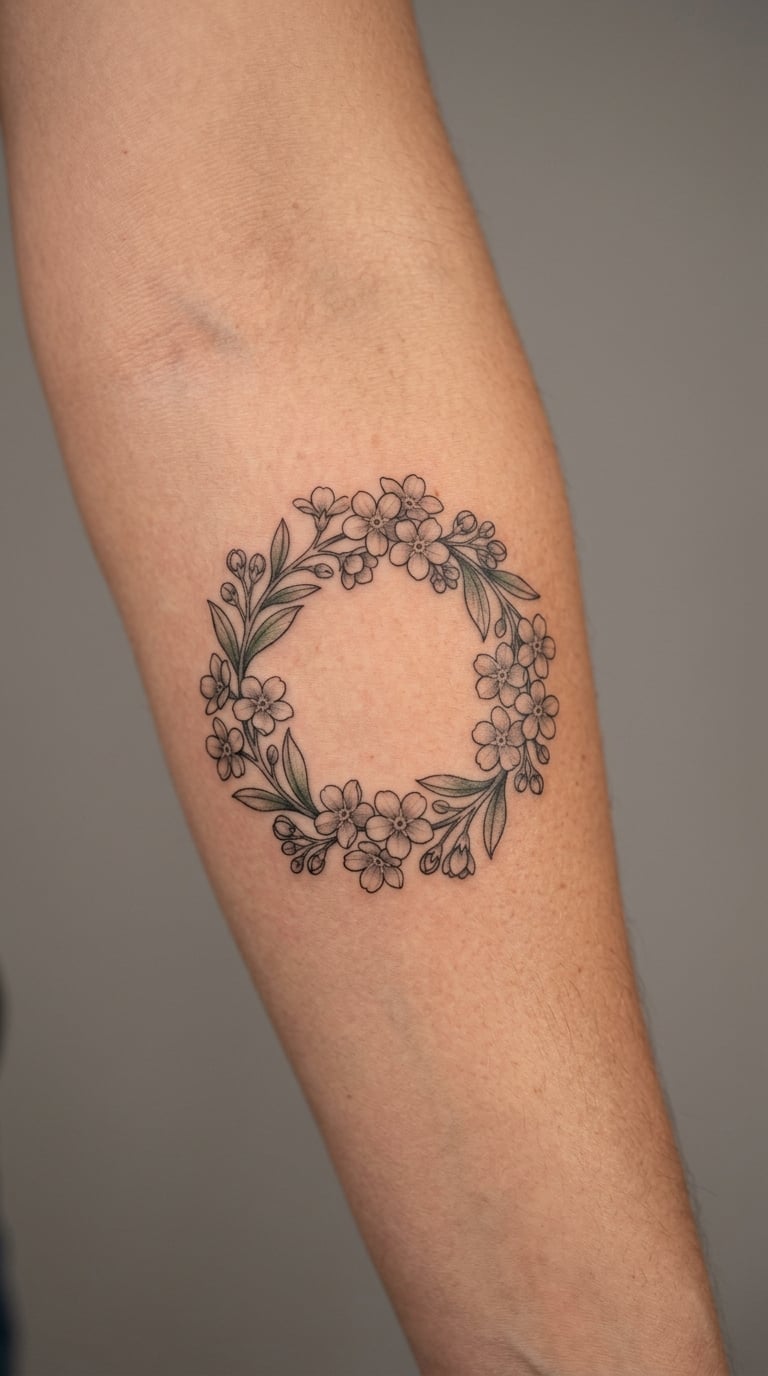 Forearm Forget-Me-Not Wreath