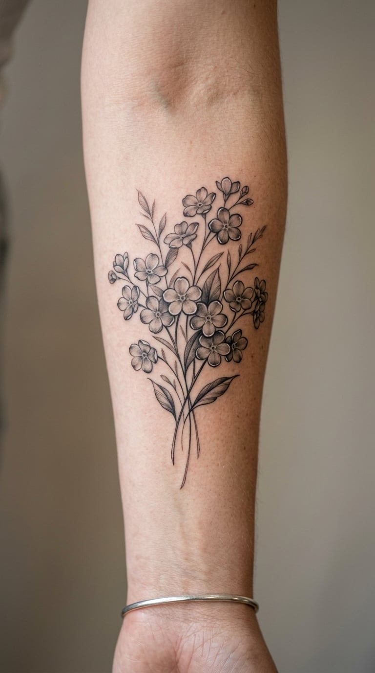 Black-and-Grey Forget-Me-Not Bouquet