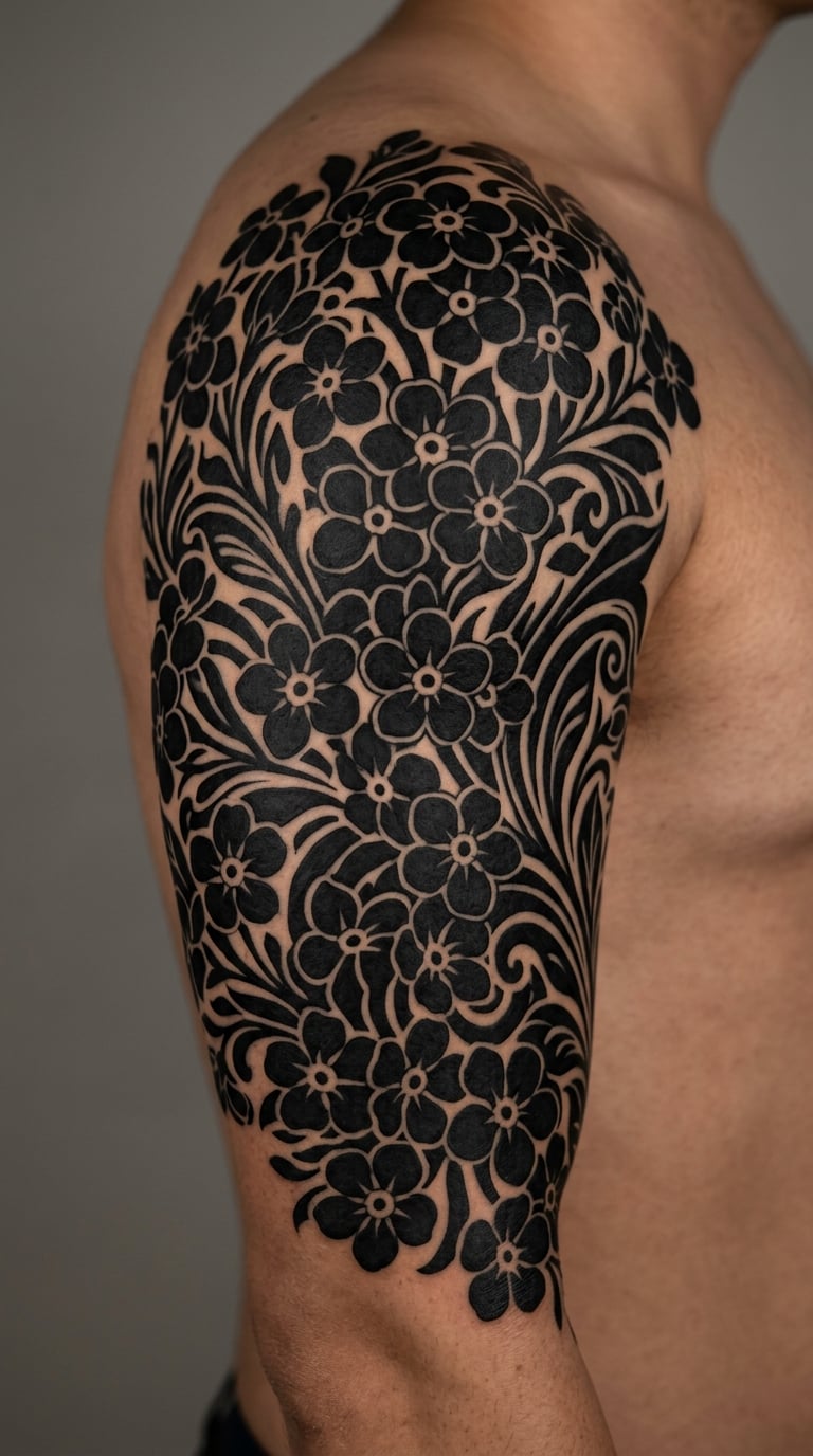 Monochrome Forget-Me-Not Sleeve