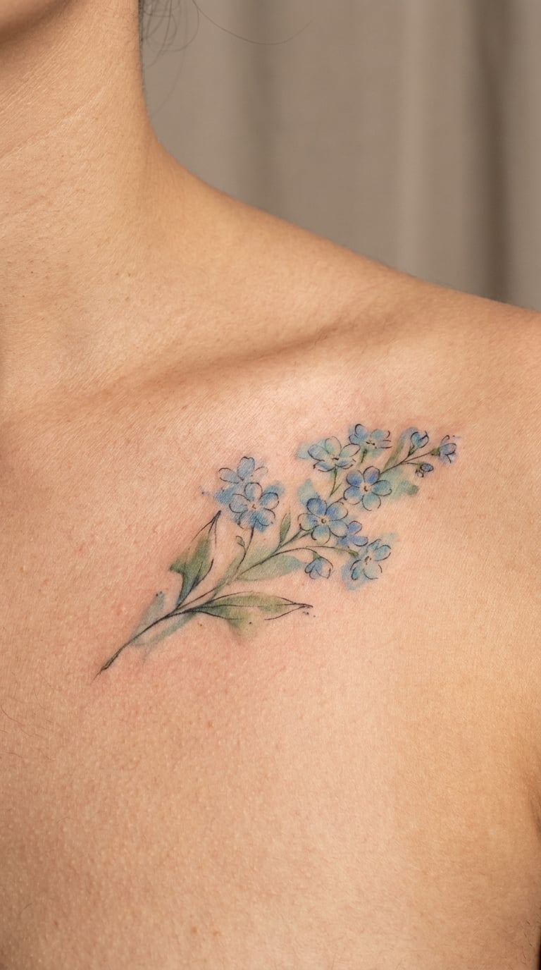 Watercolor Forget-Me-Not Sprig