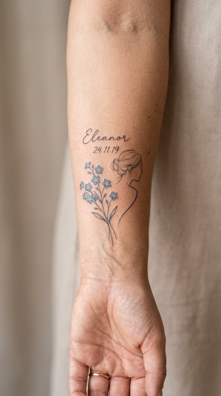 Remembrance Forget-Me-Not Portrait Piece