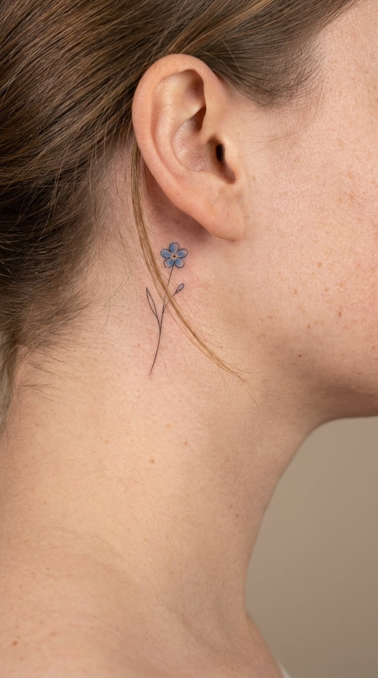 Tiny Forget-Me-Not Behind the Ear