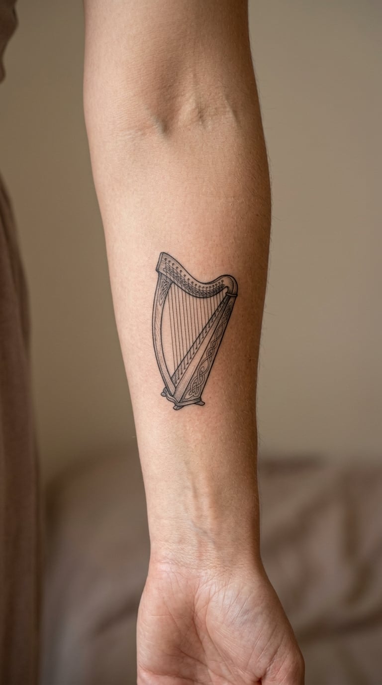 Irish Harp with Celtic Frame