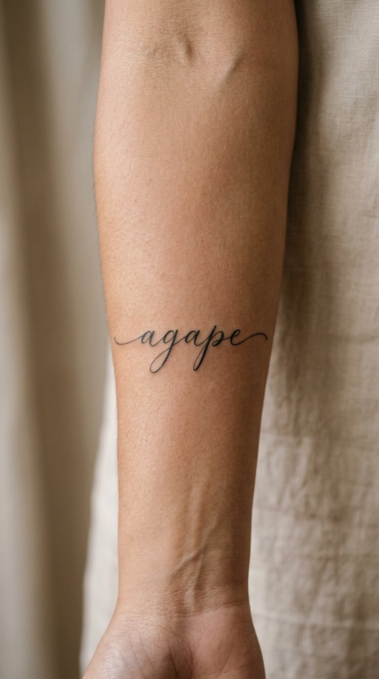 Agape in Fine-Line Script