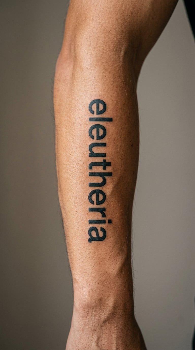 Eleutheria in Minimalist Lettering