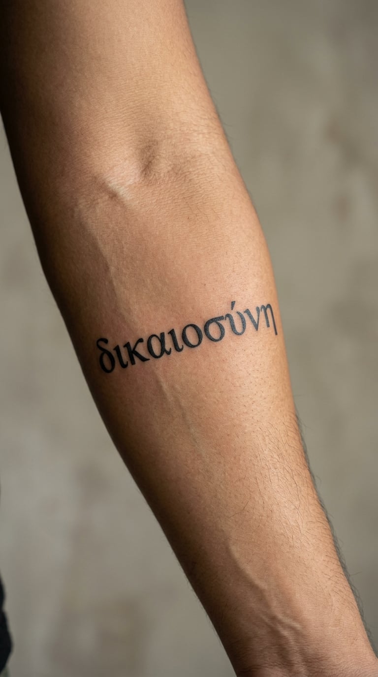 Dikaiosyne in Sculptural Lettering