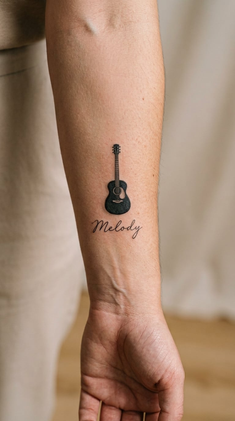 Guitar with Handwritten Song Title