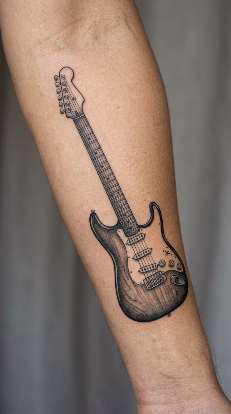 Vintage Electric Guitar with Pickup Detail