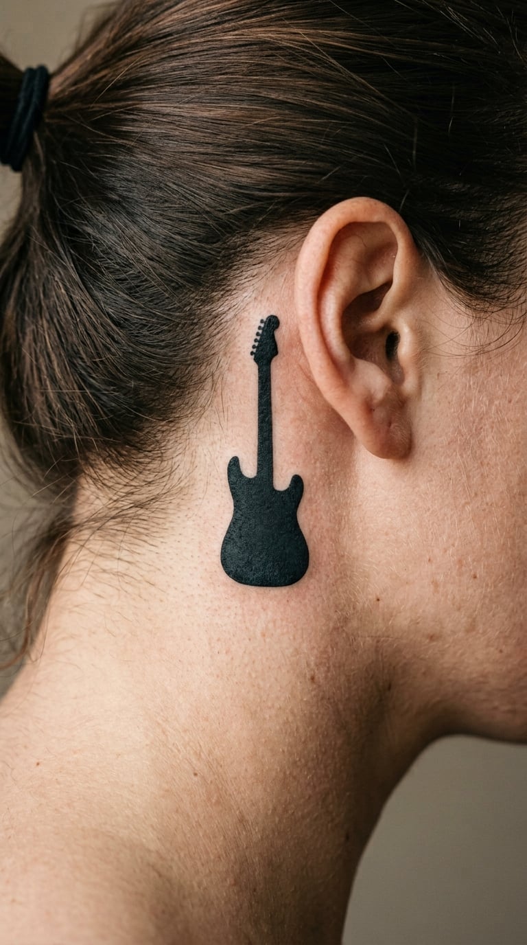 Guitar Silhouette Behind the Ear