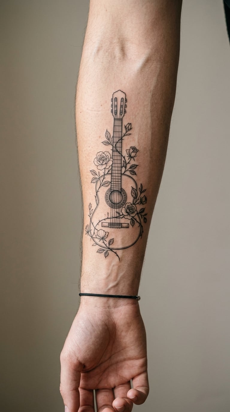 Guitar with Floral Sound Hole