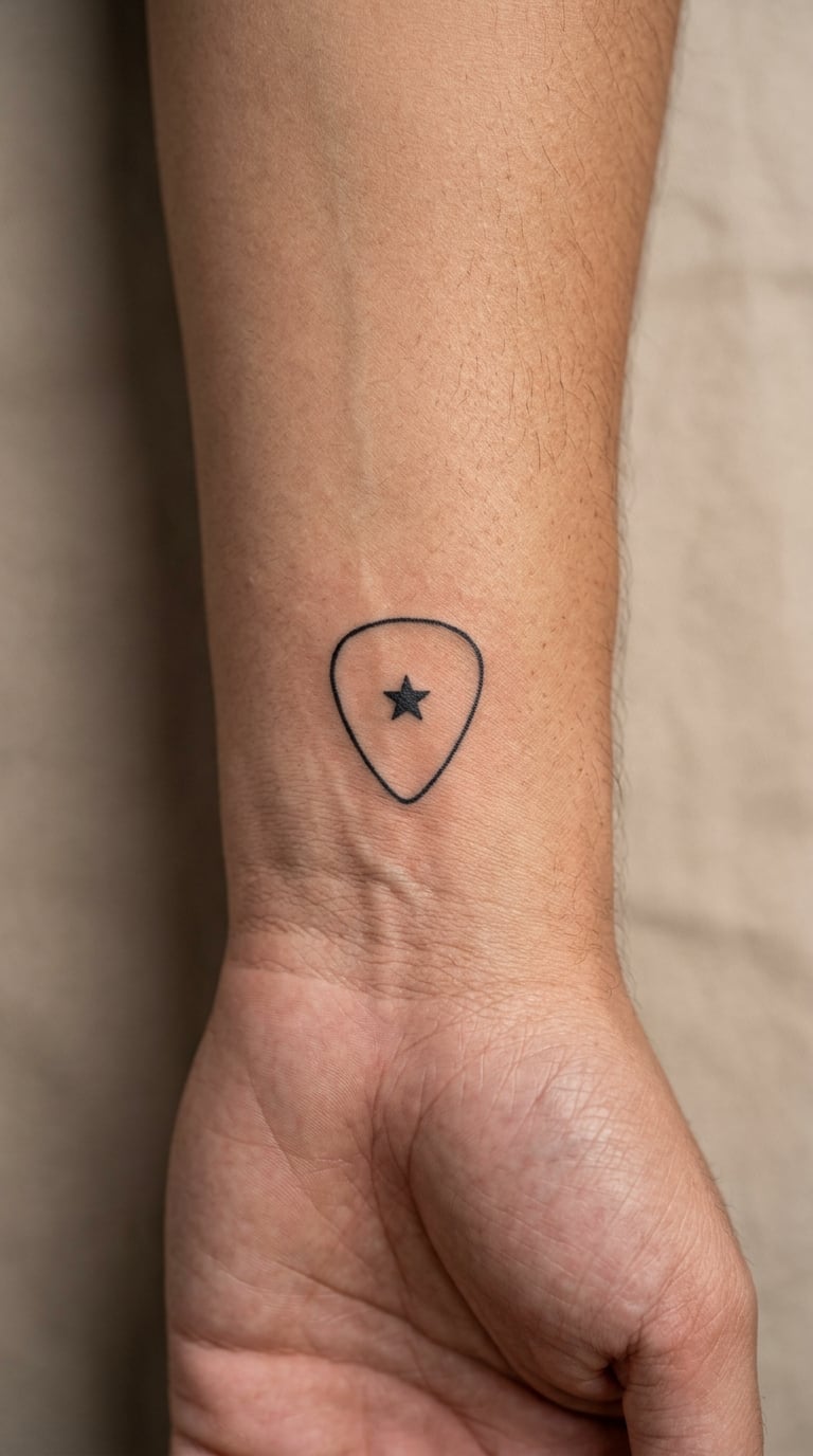 Minimalist Guitar Pick Tattoo