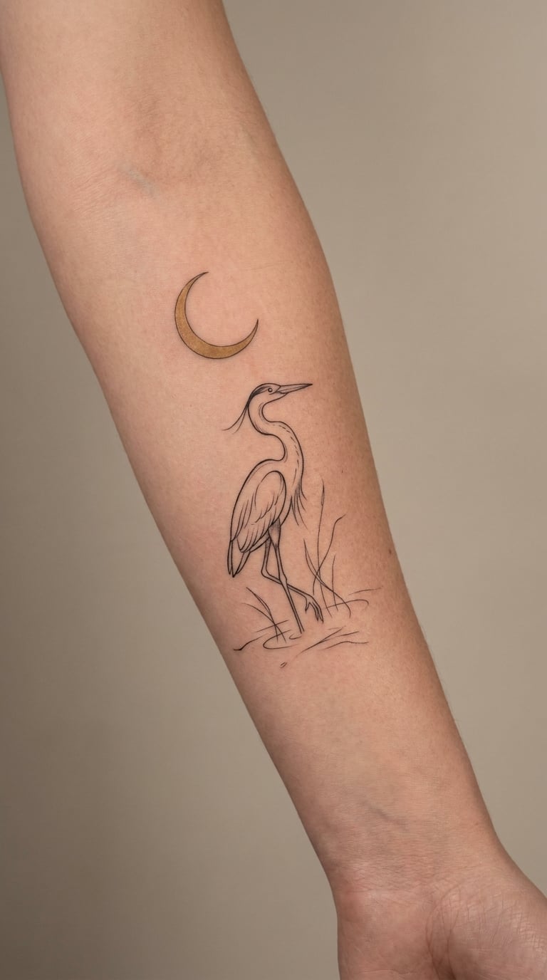 Heron and Moon