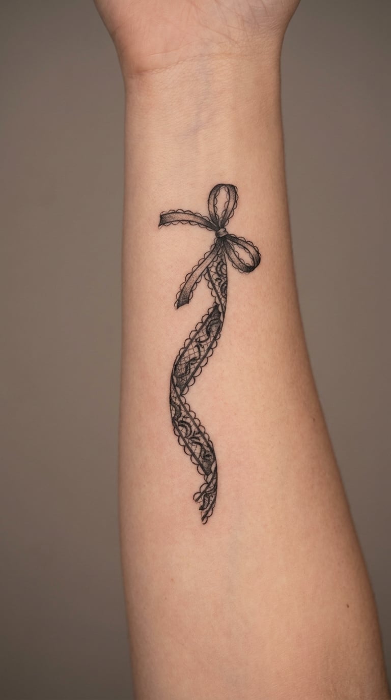 Lace Garter Ribbon Down the Forearm