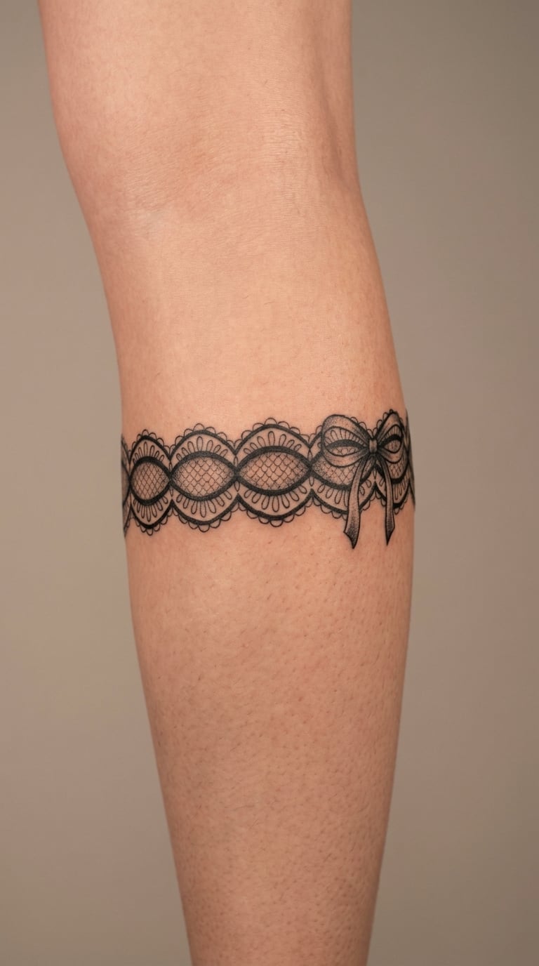 Lace Garter Placement Guide on the Calf